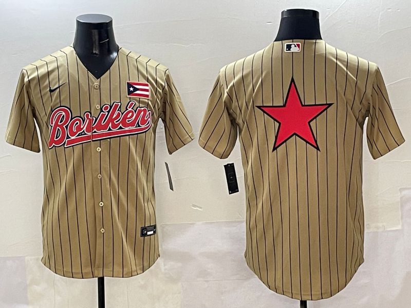 Men Puerto Rico Blank Brown Stripe Joint Name 2025 Nike MLB Jersey style 5->new york yankees->MLB Jersey